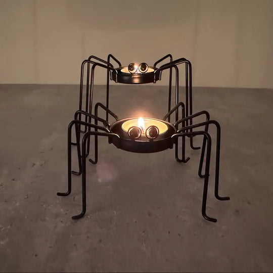 Set of 2 Metal Spinning Candle Holders | Halloween &amp; Holiday Table Decorations