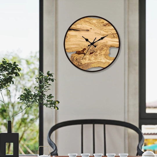 Rustic Wood-Look Wall Clock | Acrylic Decorative Roman Numeral Timepiece