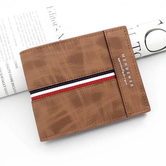 Portafoglio bifold da uomo con cuciture a doppio filo