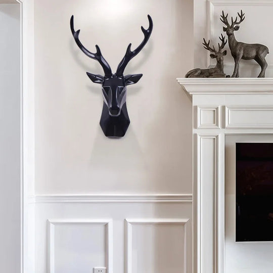 3D Deer Head Wall Decor | Resin Animal Sculpture Art Accent