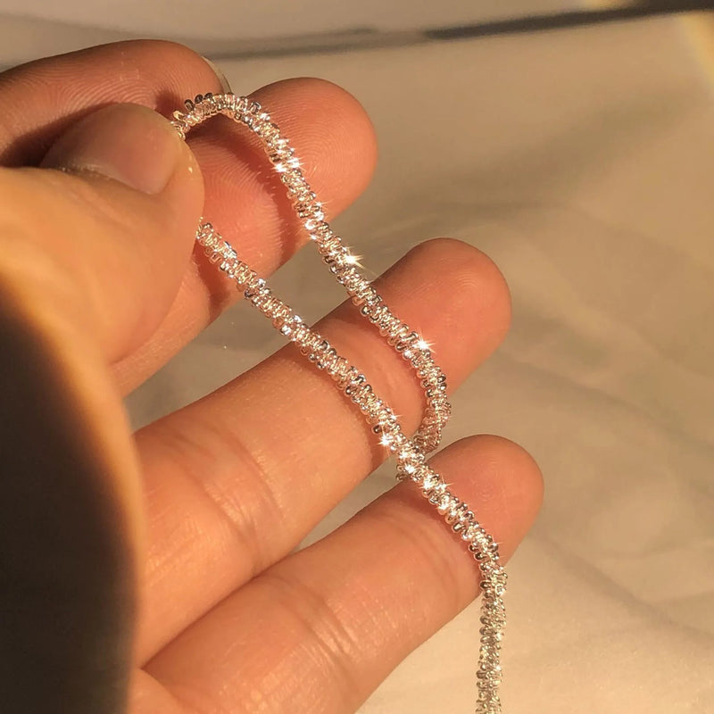 Fonkelende Zilvertint Schakelarmband | Modern Minimalistisch Ketting Sieraad Cadeau