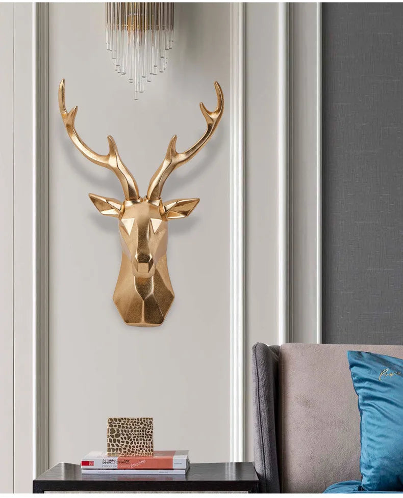 3D Deer Head Wall Decor | Resin Animal Sculpture Art Accent