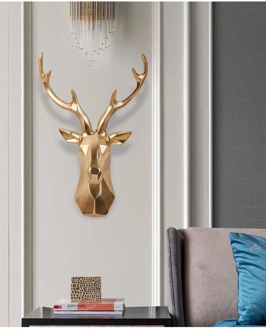 3D Deer Head Wall Decor | Resin Animal Sculpture Art Accent