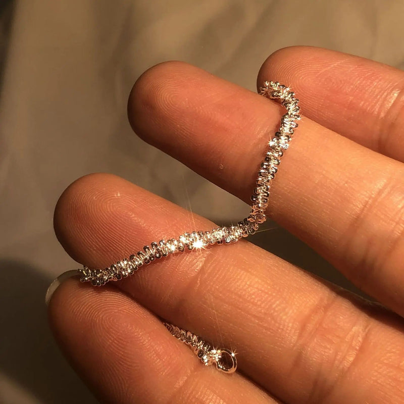 Sparkling Silver-Tone Link Bracelet | Modern Minimalist Chain Jewelry Gift