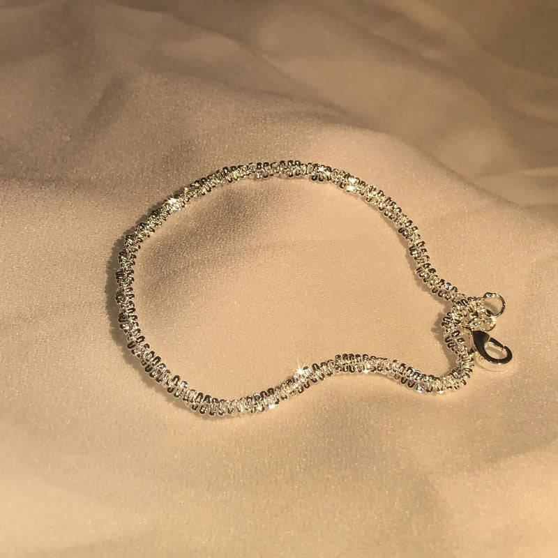 Sparkling Silver-Tone Link Bracelet | Modern Minimalist Chain Jewelry Gift