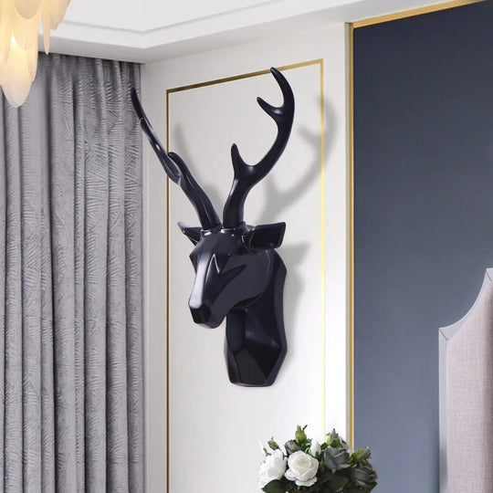3D Deer Head Wall Decor | Resin Animal Sculpture Art Accent
