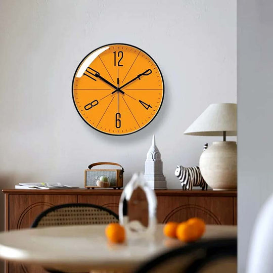 Moderne Oranje Wandklok | Abstract Minimalistisch Stille Wijs Huisdecoratie