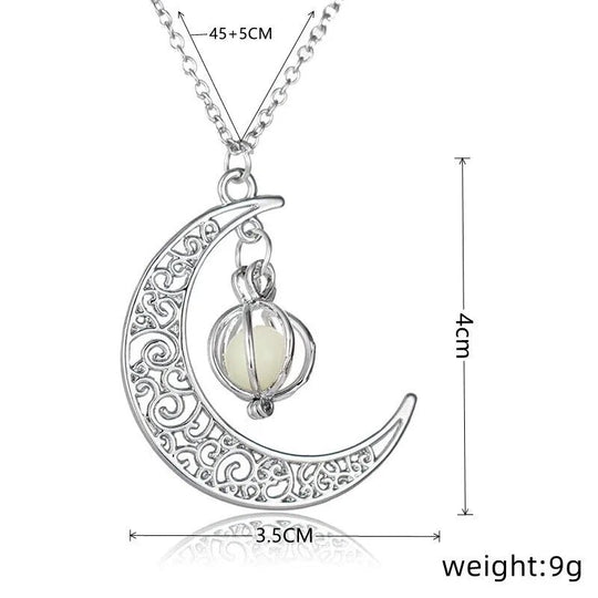 Glowing Moonstone Pendant Necklace | Luminous Crescent Moon Jewelry