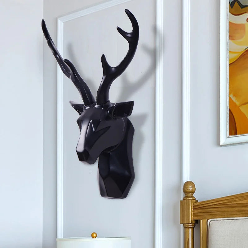 3D Deer Head Wall Decor | Resin Animal Sculpture Art Accent
