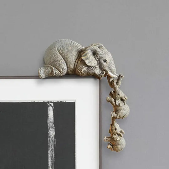 Elephant Family Figurines | Set of 3 Detailed Resin Ornaments for Home &amp; Garden