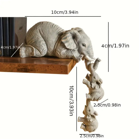 Elephant Family Figurines | Set of 3 Detailed Resin Ornaments for Home &amp; Garden