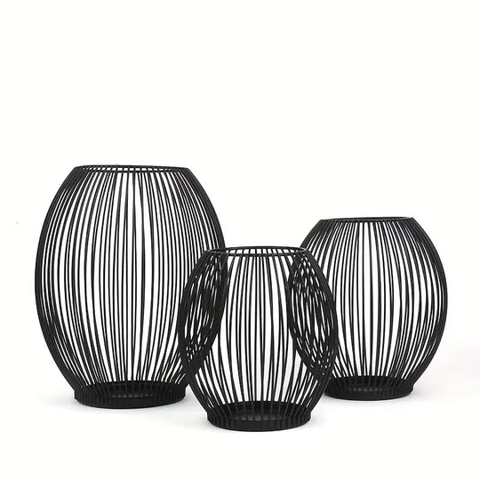 Modern Metal Candle Holder Set | Geometric Table Ornament &amp; Centerpiece