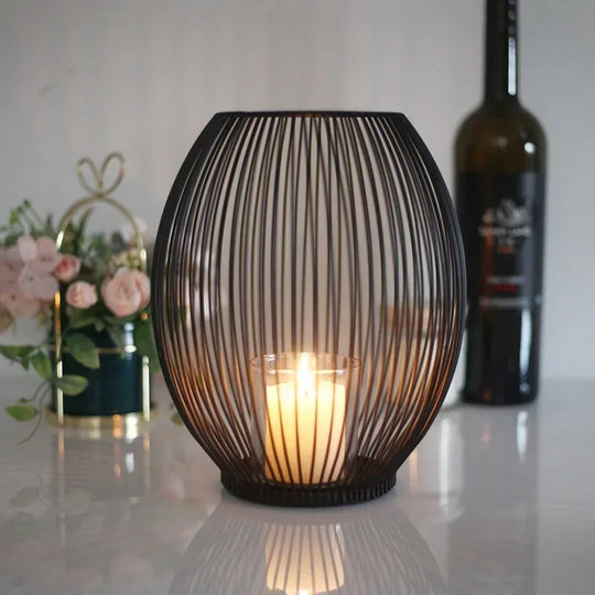 Modern Metal Candle Holder Set | Geometric Table Ornament &amp; Centerpiece
