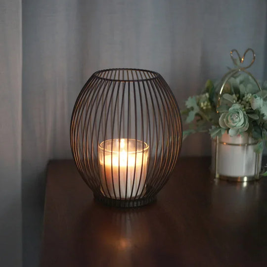 Modern Metal Candle Holder Set | Geometric Table Ornament &amp; Centerpiece