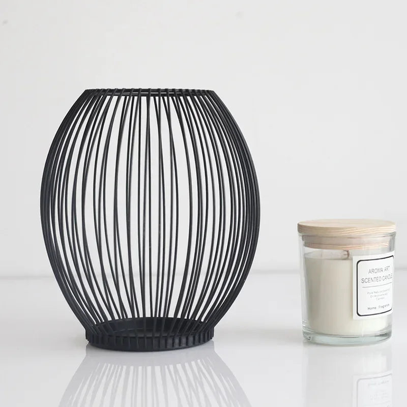 Modern Metal Candle Holder Set | Geometric Table Ornament &amp; Centerpiece