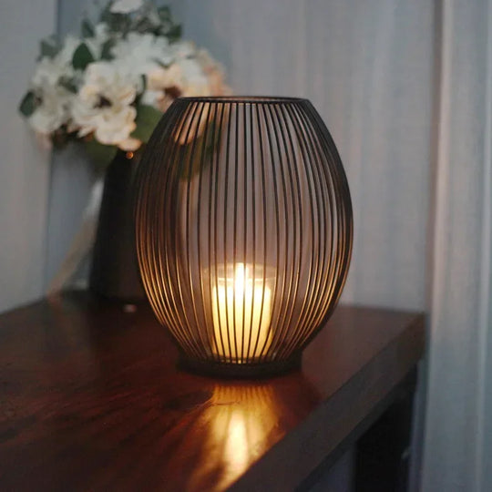 Modern Metal Candle Holder Set | Geometric Table Ornament &amp; Centerpiece