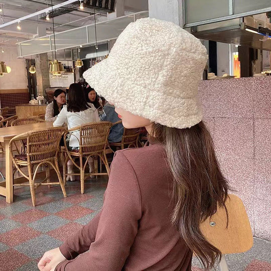Textured Faux-Fur Bucket Hat | Minimalist Winter Hat