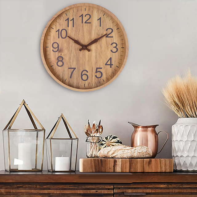 WoodAura – Silent Wooden Wall Clock with a Natural Look