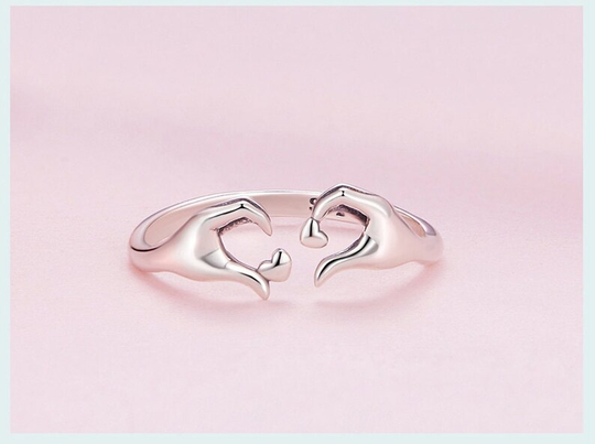 925 Sterling Silver Embrace of Love Couple Ring