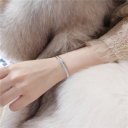 Open 925 Sterling Silver Bracelet with Cubic Zirconia – Timeless Shine, No Hassle