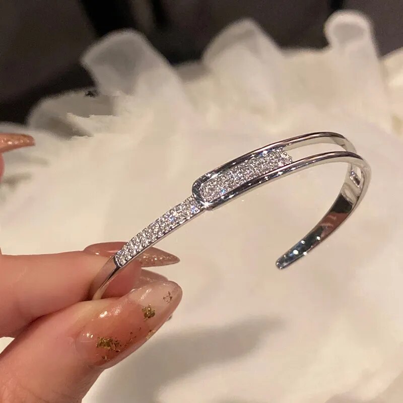 Open 925 Sterling Silver Bracelet with Cubic Zirconia – Timeless Shine, No Hassle