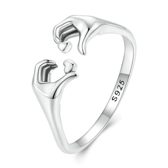 925 Sterling Silver Embrace of Love Couple Ring