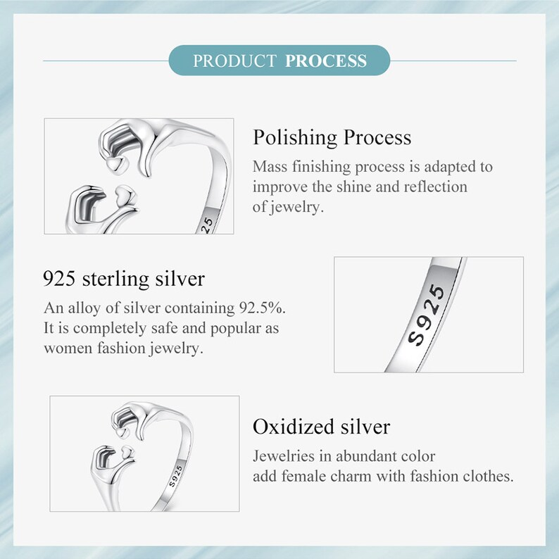 925 Sterling Silver Embrace of Love Couple Ring