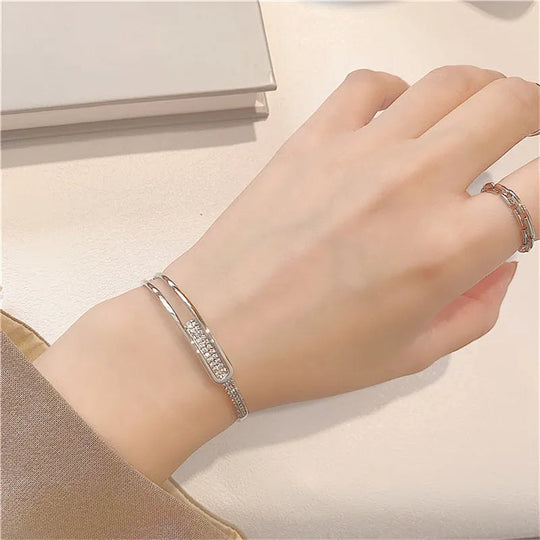 Open 925 Sterling Silver Bracelet with Cubic Zirconia – Timeless Shine, No Hassle