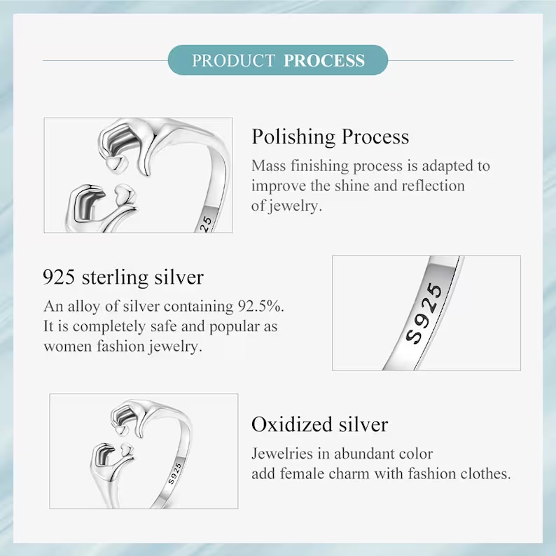 925 Sterling Silver Embrace of Love Couple Ring