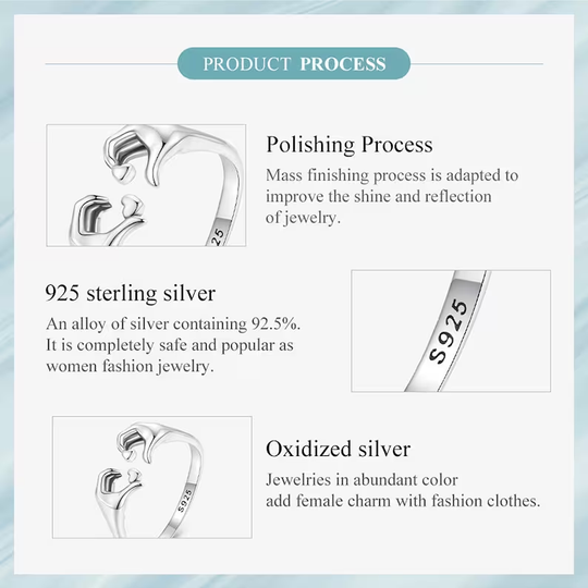 925 Sterling Silver Embrace of Love Couple Ring