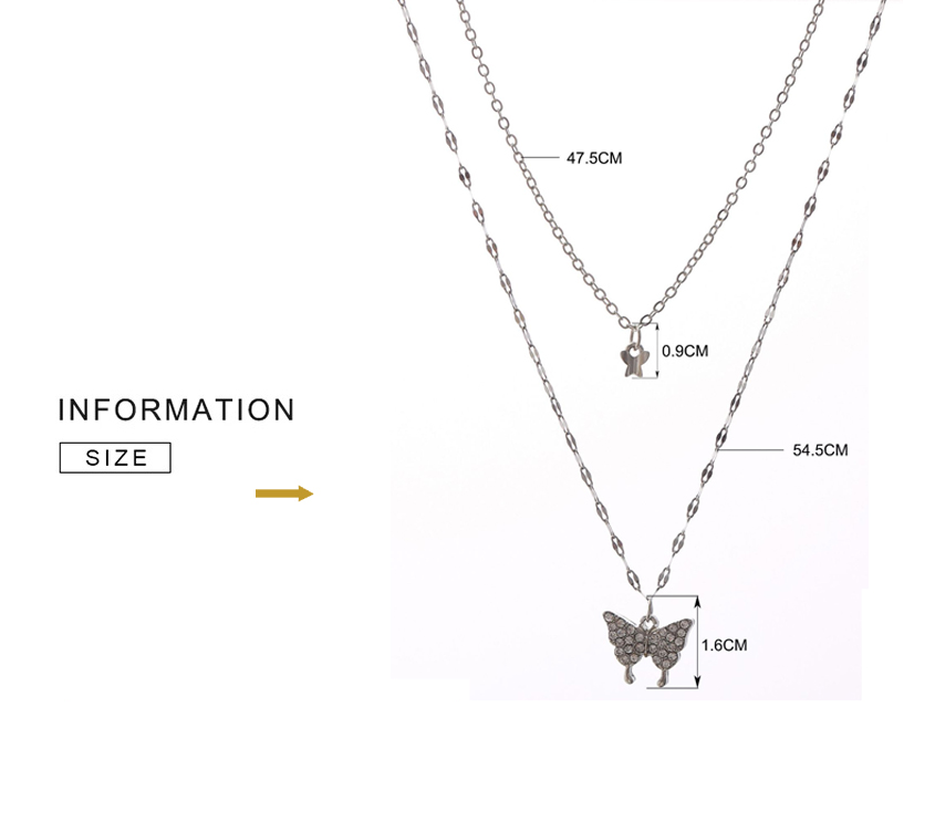 Refined Silver Necklace Set with Shimmering Butterfly