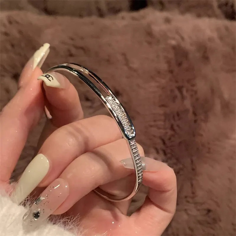 Open 925 Sterling Silver Bracelet with Cubic Zirconia – Timeless Shine, No Hassle