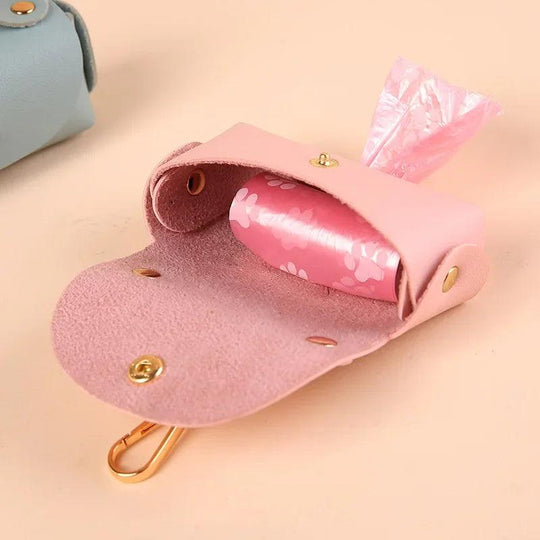 Elegante porta sacchetti per escrementi di animali domestici in ecopelle – Portatile e pratico