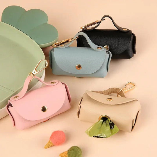 Elegante porta sacchetti per escrementi di animali domestici in ecopelle – Portatile e pratico