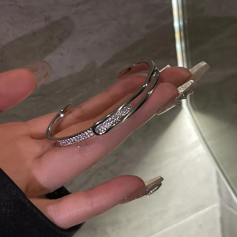 Open 925 Sterling Silver Bracelet with Cubic Zirconia – Timeless Shine, No Hassle