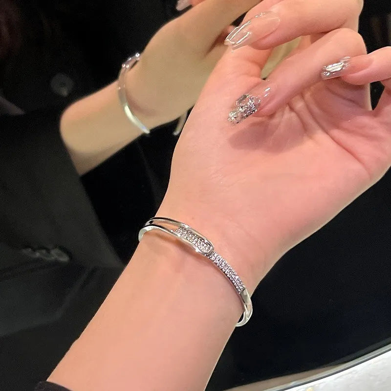 Open 925 Sterling Silver Bracelet with Cubic Zirconia – Timeless Shine, No Hassle