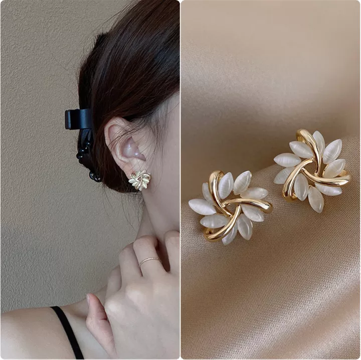 Earrings - Elegant Opal Petal Design