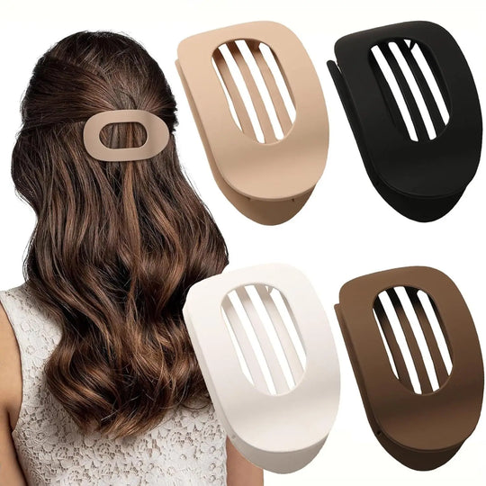 Brenda™ | Mode Ovale Platte Haar Klauw Clips voor Vrouwen Matte Eendenbek Clip Achterkant Broodje Haaraccessoires Eenvoudige Clip Haar ornament