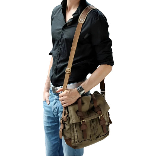Canvas Schoudertas Heren – Ruime Crossbody Werktas