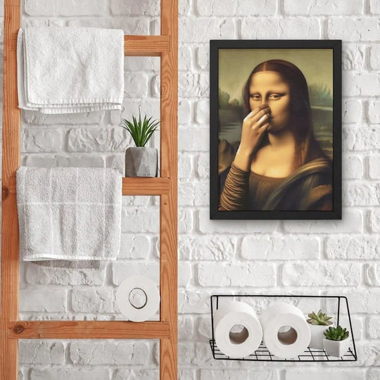 Canvas Wanddecoratie Badkamer - Mona Lisa met Humor - Feuchtigkeitsbestendig