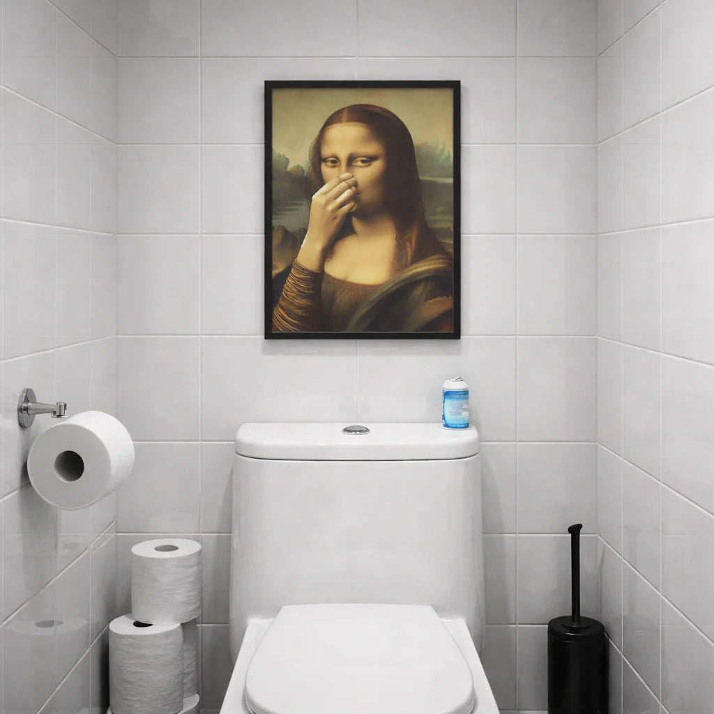 Canvas Wanddecoratie Badkamer - Mona Lisa met Humor - Feuchtigkeitsbestendig