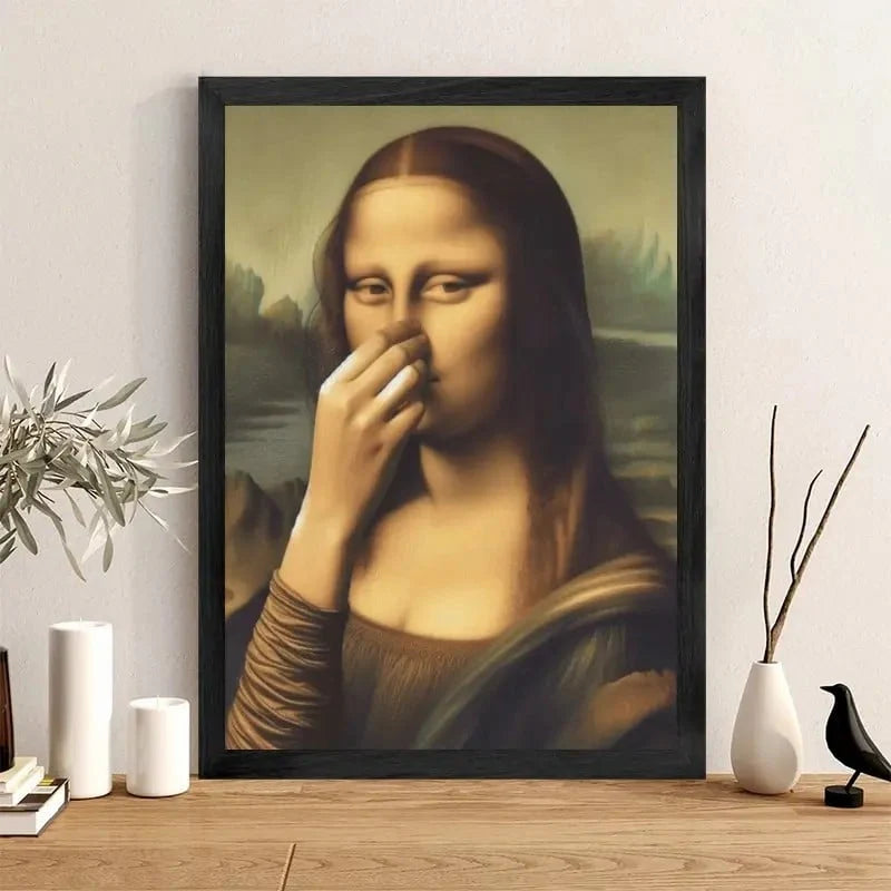 Canvas Wanddecoratie Badkamer - Mona Lisa met Humor - Feuchtigkeitsbestendig