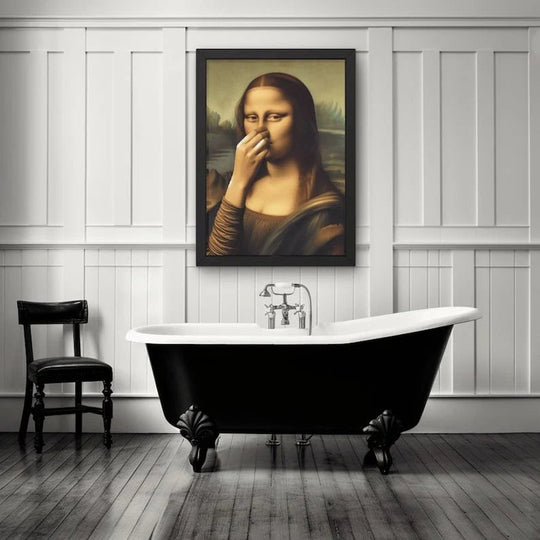 Canvas Wanddecoratie Badkamer - Mona Lisa met Humor - Feuchtigkeitsbestendig