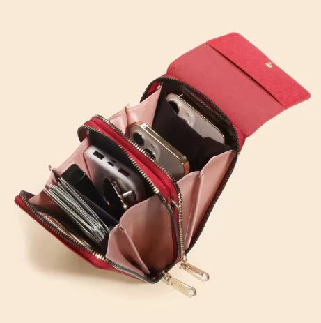 Crossbody Telefoontas Dames – PU Leer met Portemonnee &amp; Verstelbare Band