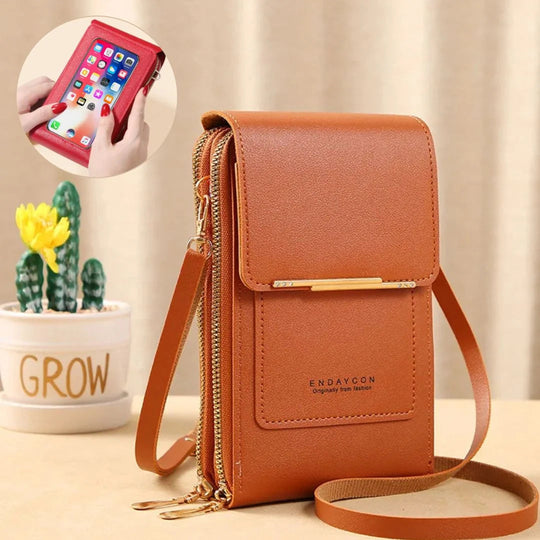 Crossbody Telefoontas Dames – PU Leer met Portemonnee &amp; Verstelbare Band