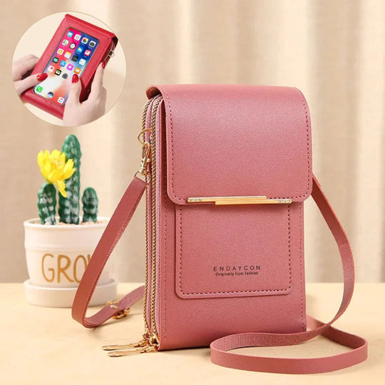 Crossbody Telefoontas voor Dames – PU Leer met Portemonnee