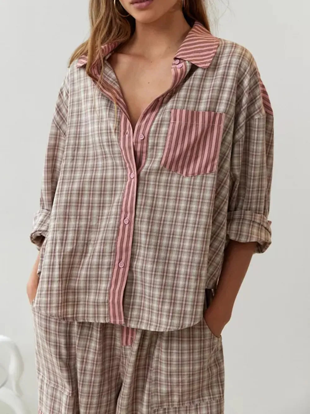 Dames Pyjamaset – Tweedelig Model van Zachte Katoenmix