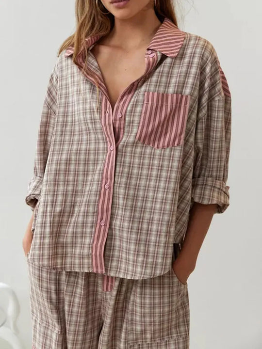 Dames Pyjamaset – Tweedelig Model van Zachte Katoenmix
