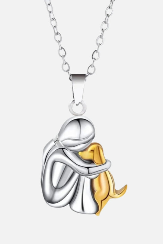 Damesketting met knuffelhanger in 14K verguld - elegant hondensilhouetontwerp