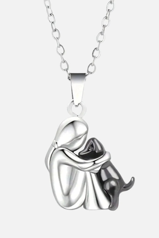 Damesketting met knuffelhanger in 14K verguld - elegant hondensilhouetontwerp